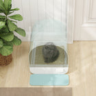 PawHut - Bac à litière pour chat avec couvercle, plateau amovible, pelle, filtre - vert-Un tapis à l’avant retient la litière avant qu’elle n’atteigne le sol 