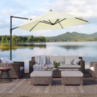Outsunny - Parasol de patio déporté 8,5 pi avec rotation à 360°, beige-Une toile ventilée aide à le maintenir stable face au vent  