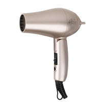 Aria - Mini Sèche-cheveux - Or brossé-Compact et léger : Ne pèse que 0,5 (≈225 g) et dispose d’une poignée pliable pour un rangement facile dans votre bagage à main ou sac à main