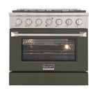 Kucht - 36 po Série KNG Cuisinière Pro Style au gaz naturel - Acier inoxydable/Vert olive-Cuisez et pâtissez comme un pro grâce au four à convection extra-grand offrant une capacité de 4,2 pi³, une configuration à cinq grilles et une vaste fenêtre d’observation