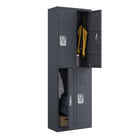 Ceha - Série RH, batterie de 2, casier 2 niveaux avec aérations à persiennes - poignée encastrée, gris graphite-Porte-étiquette pratique sur la porte