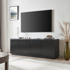 Hudson&Canal - Meuble TV Hanson pour téléviseurs jusqu'à 75" - Grain noir-Fabriqué à partir de matériaux robustes en MDF et PVC dans une finition grainée noire artisanale