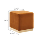 Modway - Tilden Velous de performance carré 17" Rembourré Ottoman - Rouille naturelle-Tissu résistant aux taches