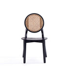 Manhattan Comfort - Lot de 2 chaises de salle à manger Versailles 18,5 po au style industriel chic, dossier rond, noir et cannage naturel-Siège en contreplaqué