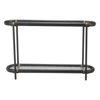 Zuo - Aneis Console Table - Noir-Plateau de forme ovale en verre trempé texturé
