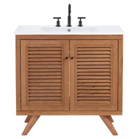Modway - Birdie 36" Vanette de salle de bain - Blanc naturel-Vanette de salle de bain côtière