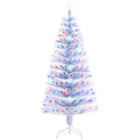 HOMCOM - Arbre de Noël à fibres optiques LED pré-éclairé de 5ft décoration artificielle support blanc-5 pieds de haut avec 2,5 pieds de diamètre  