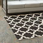 Modway - Cerelia Treillis marocains intérieurs et extérieurs Tapis 4 pi l x 6 pi L - Noir et beige-Dessous en caoutchouc de prise