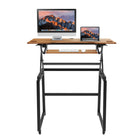 Rocelco - Ensemble de rehausse de bureau de luxe à hauteur ajustable de 46" et support au sol - Teck / Noir-8