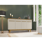 Manhattan Comfort - Buffet moderne mi-siècle Yonkers 160 cm, blanc cassé et cannelle-Recommandé pour un téléviseur jusqu'à 60 pouces