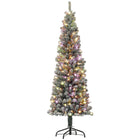 HOMCOM - Arbre de Noël artificiel de 6 pi avec lumières - arbre de Noël floqué-Les lumières LED blanc chaud et multicoloures renforcent l'ambiance festive 