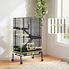 PawHut - Cage pour furet 47 po H - grande cage à cochons d’Inde à 4 niveaux avec roulettes-Livré avec une gamelle et un biberon pour plus de commodité 