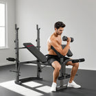 Soozier - Banc de musculation réglable avec pupitre à biceps-Le banc de musculation réglable et le support d'haltères répondent à divers besoins d'entraînement 