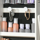 HOMCOM - Armoire à bijoux avec miroir verrouillable et lumière led - 18 po L x 14,25 po l x 59,75 po H - blanc-Cadre en MDF pour une solidité et une durabilité au quotidien 