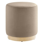 Modway - Tilden Velours rond de performance de 16" Rembourré Ottoman - Taupe Natural-Revêtement en velours de performance
