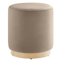 Modway - Tilden Velours rond de performance de 16" Rembourré Ottoman - Taupe Natural-Revêtement en velours de performance