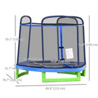 Outsunny - Trampoline pour enfants 84,75 po avec filet de sécurité et fermeture éclair intégrée - bleu-La fermeture éclair permet d'entrer facilement dans le trampoline 