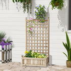 Outsunny - jardinière surélevée avec treillis pour plantes grimpantes - bois naturel-Les trous de drainage facilitent l’évacuation de l’eau
