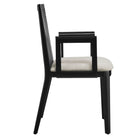 Modway - Monarch Bois et rotin Fauteuil à manger - Ivoire à tissage noir noir à bruyère-6