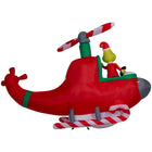 GEMMY - Grinch gonflable de Noël animé dans un hélicoptère avec hélices tournantes-Se gonfle automatiquement en quelques secondes et se dégonfle pour un rangement facile