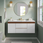 Modway - Render Fixation murale de 48" Vanette de salle de bain - Blanc Noyer Blanc-MDF et panneau de particules