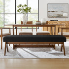 Modway - Lyra 63" Boucle Tapis Banc - Noir-Rubberwood Legs