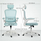 HOMCOM - Chaise de bureau ergonomique avec support lombaire - vert clair-Le dossier en maille respirante et l’assise en mousse haute densité assurent une utilisation fraîche et confortable toute la journée 