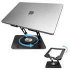 Uncaged Ergonomics - Support pivotant et réglable pour ordinateur portable et téléphone RISE - Noir-Les deux supports se replient à plat pour le rangement.