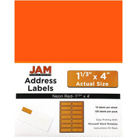 JAM Paper Étiquettes postales, 1 1/3 x 4 po, rouge néon, 252/paquet-Étiquettes postales