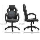 HOMCOM - Chaise de bureau style voiture de course - gris-Base robuste à 5 branches avec vérin à gaz, supporte jusqu’à 264 lb (120 kg)