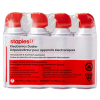 Staples - Dépoussiéreur pour appareils électroniques à air comprimé - 7 oz - Paquet de 4-Conçu pour éliminer la poussière et les petites particules des claviers et des composants électroniques sensibles.