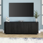 Hudson&Canal - Meuble TV Canton pour téléviseurs jusqu'à 75" - Grain noir-Fabriqué à partir de matériaux robustes en MDF et PVC dans une finition grainée noire artisanale