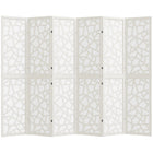 HOMCOM - Paravent autoportant à 6 panneaux motif géométrique pour chambre - blanc-Présente un motif géométrique moderne, servant à la fois de pièce fonctionnelle et artistique  
