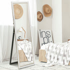 HOMCOM - Miroir pleine longueur sur pied ou à poser - 21 po l x 64 po H - blanc-Offre des options debout, inclinée ou murale pour une installation polyvalente 