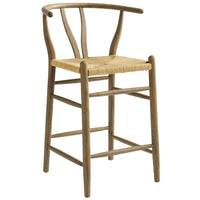 Modway - Amish Tabouret de comptoir - Teck gris usé-Tabouret en hauteur de comptoir en bois d’orme