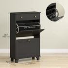 HOMCOM - Armoire à chaussures étroite avec 2 tiroirs basculants pour rangement - noir-Le dessus plat permet d'exposer des objets décoratifs ou de ranger des essentiels