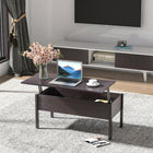 HOMCOM - Table basse moderne relevable 39 po avec compartiment de rangement caché - café-Plateau spacieux et relevable créant un espace de travail confortable