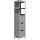 Kleankin - Armoire colonne étroite autoportante pour salle de bain - gris-Armoire compacte et haute qui s'adapte parfaitement aux espaces étroits   