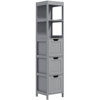 Kleankin - Armoire colonne étroite autoportante pour salle de bain - gris-Armoire compacte et haute qui s'adapte parfaitement aux espaces étroits   