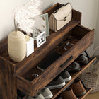 HOMCOM - Meuble à chaussures étroit avec 2 abattants et tiroir supérieur - brun rustique-Le meuble à chaussures industriel s'accorde avec la plupart des styles de mobilier 