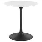 Modway - Lippa Rond de 28 po Bois Table à manger, Noir Blanc-Table à manger moderne