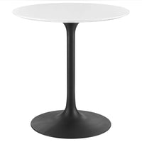 Modway - Lippa Rond de 28 po Bois Table à manger, Noir Blanc-Table à manger moderne