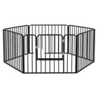 PawHut - Parc à chiens robuste 6 panneaux avec porte pour petits chiens-Six panneaux en acier se transforment rapidement en rectangles, en forme de L ou en d'autres formes