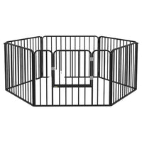 PawHut - Parc à chiens robuste 6 panneaux avec porte pour petits chiens-Six panneaux en acier se transforment rapidement en rectangles, en forme de L ou en d'autres formes