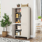 HOMCOM - Armoire de cuisine 64 po avec étagères - blanc-Les armoires à portes avec étagères offrent beaucoup d’espace pour ranger la vaisselle, les casseroles et poêles, les denrées sèches ou les appareils électroménagers 