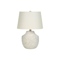 Monarch Specialties - Luminaire - 20 po H Lampe De Table - Béton Crème - Abat-Jour Ivoire / Crème - Moderne-Ajoutez une touche moderne à votre espace de vie avec cette lampe de table hauteur de 20 pouces avec une base classique en forme d'urne avec une finition texturée en béton crème, surmontée d'un abat-jour tambour contemporain en lin ivoire, et finie avec un fleuron doré sur le dessus