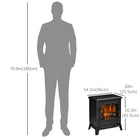 HOMCOM - Foyer électrique portatif sur pied 14 po, 750/1500 W, noir-L'effet de flamme peut être utilisé indépendamment sans fonction de chaleur 