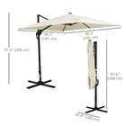 Outsunny - Parasol suspendu carré de patio 8 pi L x 8 pi l avec rotation à 360°, blanc crème-Mât en aluminium et huit baleines en acier avec revêtement en poudre soutiennent une toile en polyester de 200g résistante aux UV pour des années d'utilisation agréable  