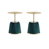 Manhattan Comfort - Lot de 2 tables d’appoint modernes Anderson 40 cm, revêtement similicuir vert-Table d’appoint moderne - Lot de 2 pour salon