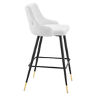 Modway - Adorn Performance Velvet Tabouret de bar - Blanc-Jambes noires effilées